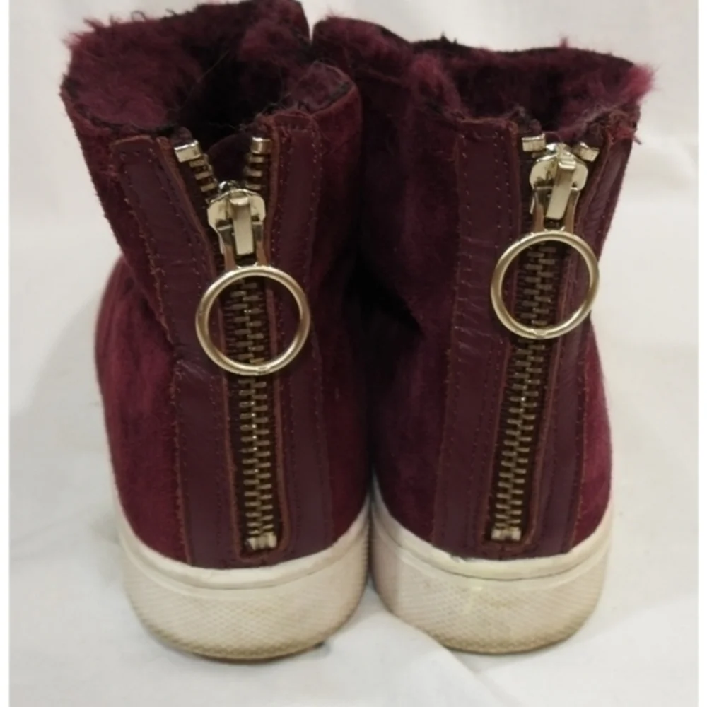 H & M Wine‎ Red Zip Ankle Sneakers Size 6
